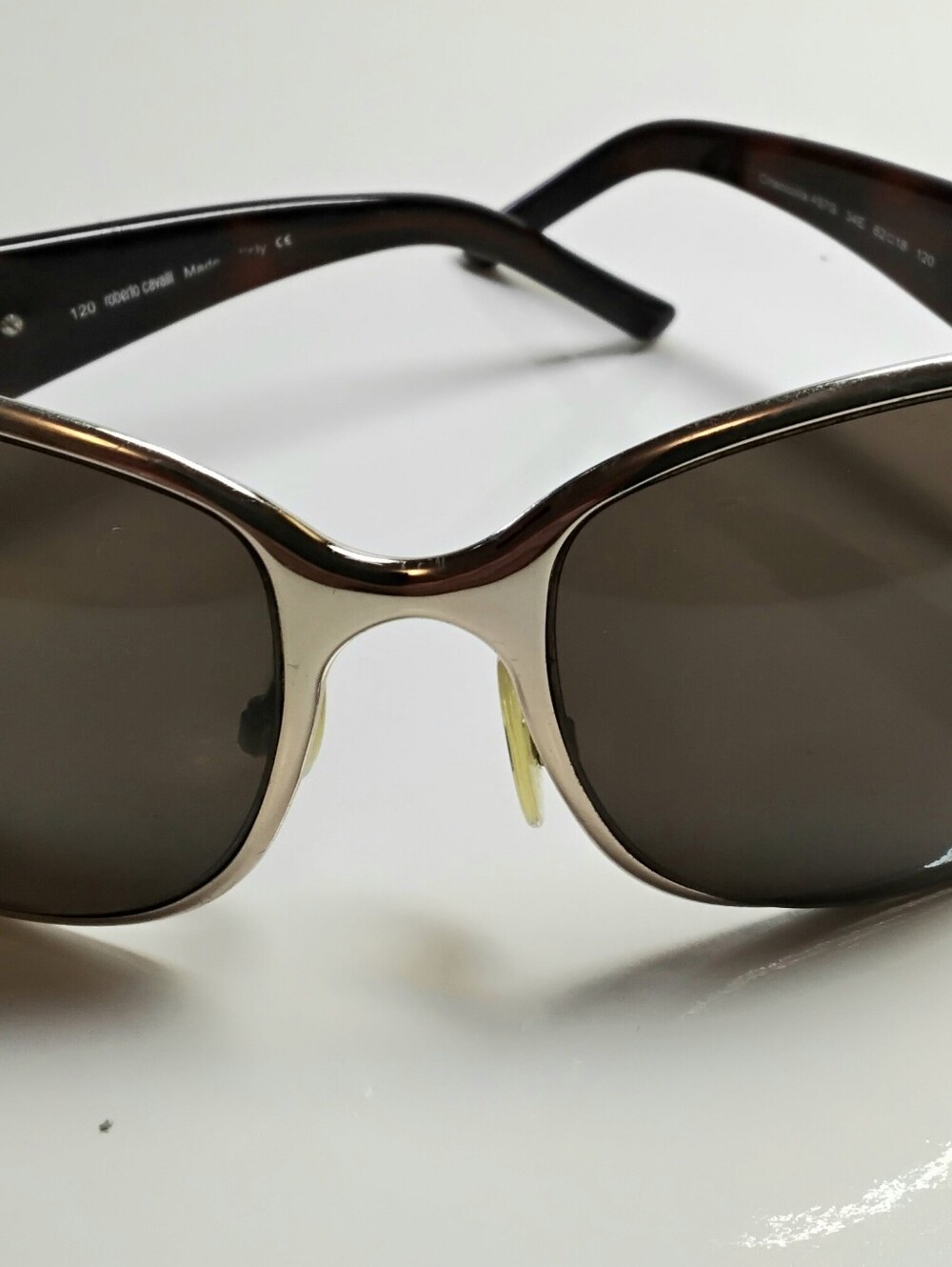 Roberto Cavalli 457S Crisocolla Oversized Sunglasses Rhinestone Crystal Logo